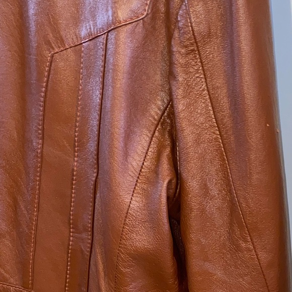Vintage 70s Adler cognac brown cabretta glove leather blazer Jacket Fall Winter - Picture 6 of 7